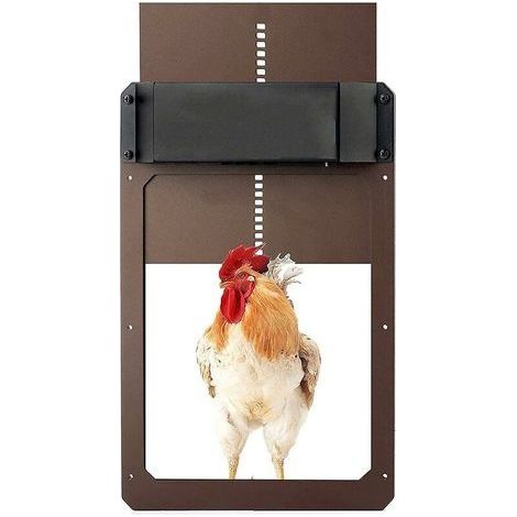 Porte de poulailler Automatique, Alimenté par pile, Détection de la lumière, Porte Automatique poulailler, Trappe poulailler, Brun One Size (1/3)