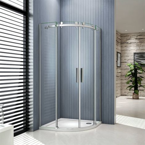 90x90x195cm 6mm ESG Glastür Runddusche Duschtür Schiebetür Viertelkreis Duschkabine (1/5)