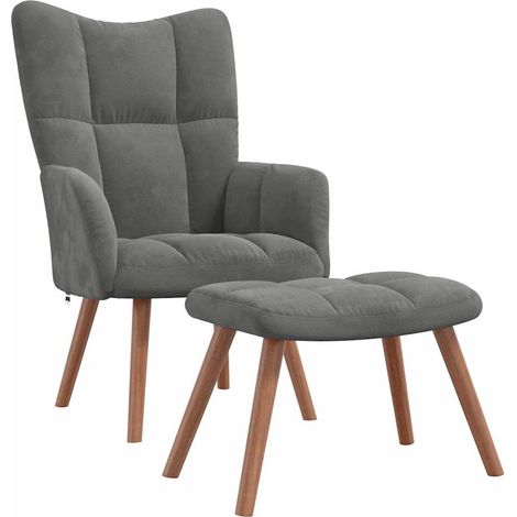 Maison Exclusive - Relaxsessel mit Hocker Dunkelgrau Samt