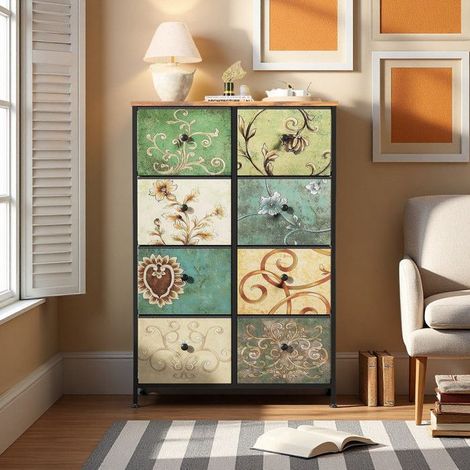 Comoda - Vintage - 8 Cajones - Estructura de Metal - 100x67.5x30 cm - Diseño Retro (1/5)