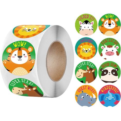 500 autocollants d'animaux mignons pour enfants - Stickers colorés pour décoration (1/4)