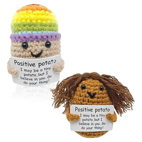 Potato Au Crochet, Objets De DéCoration De Bureau avec Carte D'Encouragement, Soutien éMotionnel Inspirant, Idée Cadeau pour Amis, Enseignants Et Famille (1/5)
