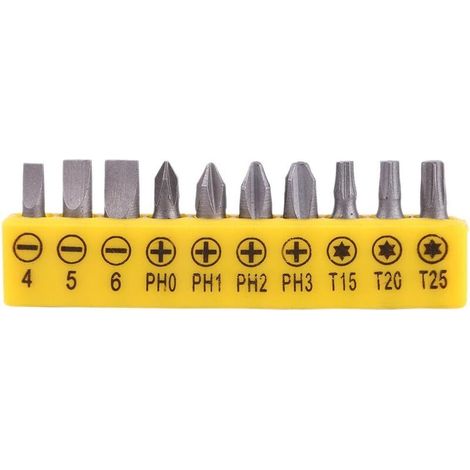 10 pièces Tournevis Poignée d'extension en forme de L Tournevis à douille hexagonale à tête double Tournevis plat Torx Outil à main de kit (1/3)