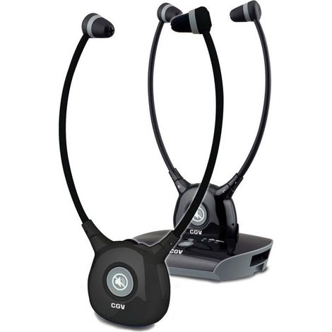 CGV HEL DOLFIN Lot de 2 Casques stéréo spécial Sénior - 2,4 Ghz - Noir (1/5)