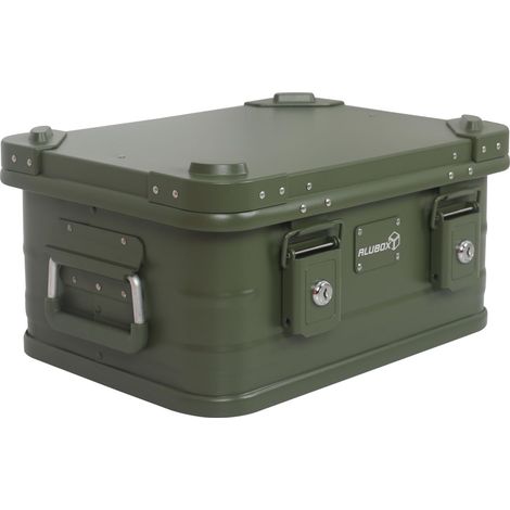Caisse en aluminium verrouillable - Boîte de rangement - Couvercle avec coins empilables en aluminium moulé sous pression et joint en caoutchouc - Avec serrures - Vert (1/5)