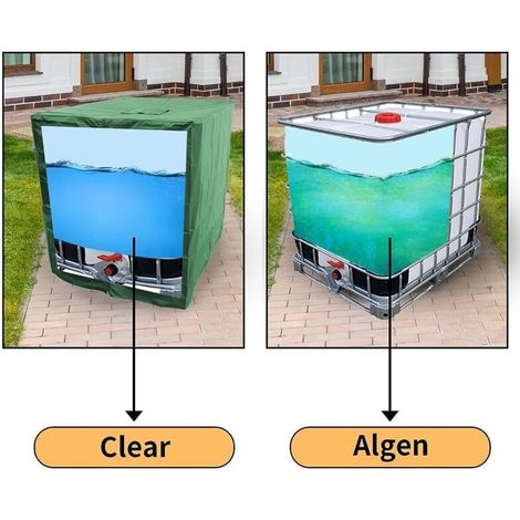 Couvercle de réservoir d'eau Réservoir d'eau 1000L Couvercle de réservoir d'eau IBC Couvercle de protection de réservoir d'eau étanche à la poussière, aux UV et à la pluie vert 120x100x116cm (1/3)