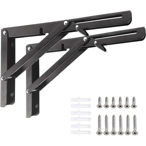 Support d'étagère pliable en 2 pièces, KkvoGmle, 350 mm, 181 kg, noir (1/5)