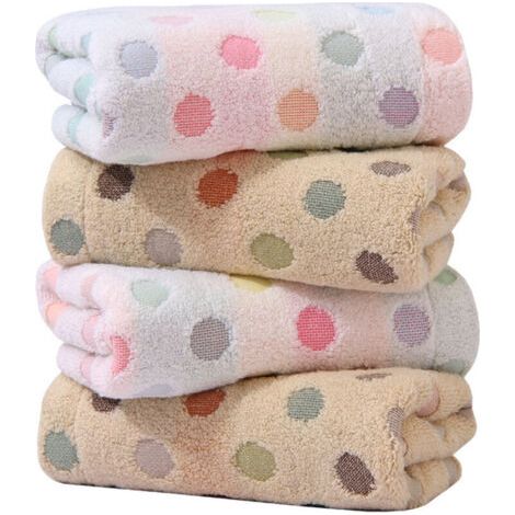 Pair Lntyq Lot de 4 serviettes à main en coton à pois colorés (2 styles) - Serviettes absorbantes douces pour salle de bain - 13,4 x 30 pouces