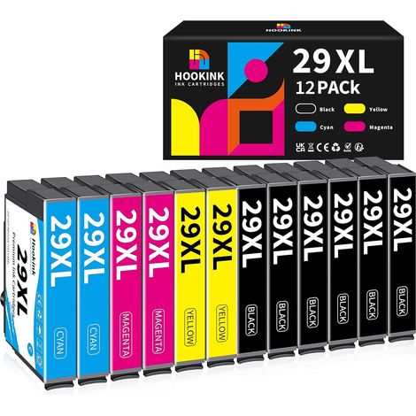 29XL Cartouches d'encre Compatible avec Epson 29XL 29 XL Multipack pour XP-342 XP-352 XP-452 XP-332 XP-245 XP-442 XP-255 XP-355 XP-455 XP-247 XP-432 XP-435 XP-335 XP-345 (Lot de 12) (1/5)