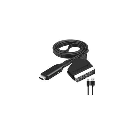 Convertisseur péritel vers HDMI, péritel vers HDMI avec câble HDMI, pour téléviseur Full HD 720p/1080p pour lecteur DVD, VHS, magnétoscope-Crezuo