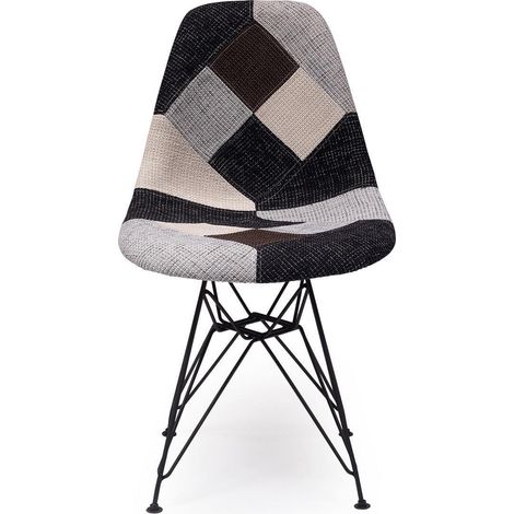 Silla de comedor BAUHAUS TOWER METAL PATCH tapizada en tela patchwork (1/5)