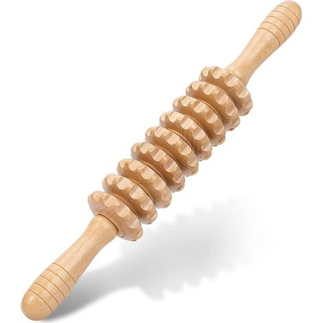 Rouleau de massage thérapeutique en bois - Outil de remodelage corporel anti-cellulite, bâton de massage musculaire pour les jambes et le corps entier, masseur portatif pour les jambes-AquaForge
