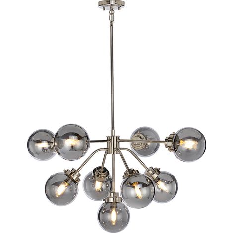 Lampadario Contemporaneo Kula Acciaio Nichel Lucido Vetro 9 Luci E14 (1/5)