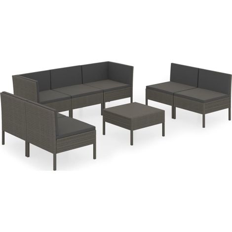 Maison Exclusive - Set Divani da Giardino 8 pz con Cuscini in Polyrattan Grigio