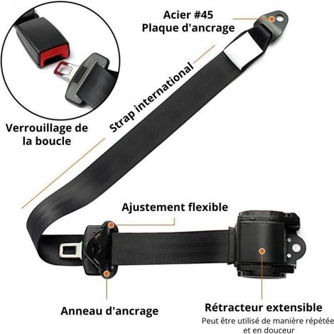 Universeller, 3-Punkt-verstellbarer Autosicherheitsgurt, teleskopischer automatischer Autosicherheitsgurt, Autoreisezubehör, Fahrzeug (45 cm) (1/3)