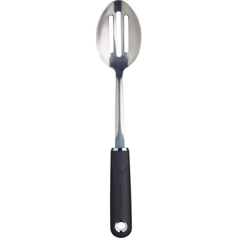 KitchenCraft MasterClass Spoon Skimmer de Acciaio inossidabile con scanalature, materiale antiaderente, 34 cm - Argento (1/5)
