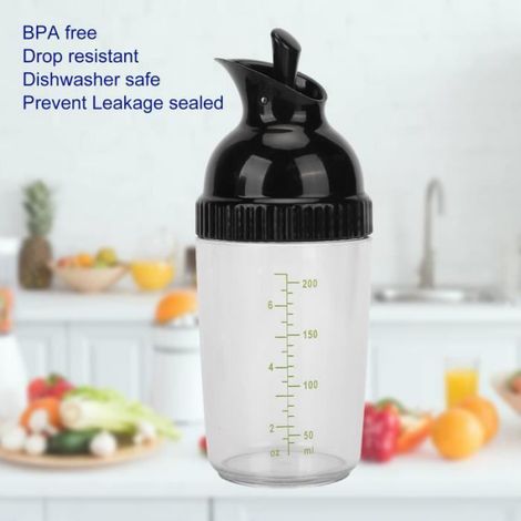Shaker à vinaigrette 200 ml, sans BPA, avec couvercle étanche anti-fuite pour assaisonnement et préparation de sauces (1/4)