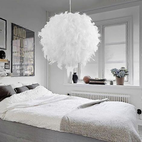 Suspension en plumes blanches avec anneau réducteur - 30 cm (1/4)