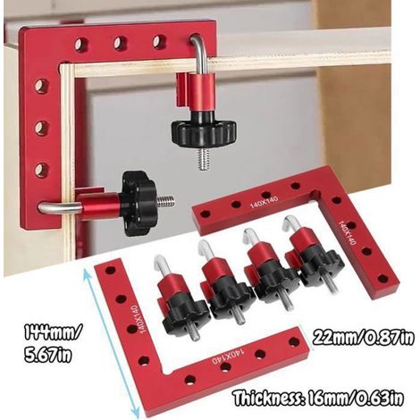 Équerre en alu pour travail du bois 90 degrés u bois, équerre de positionnement à angle droit, outil de menuiserie en all (1/5)