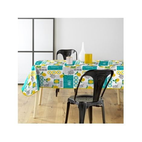 Toile cirée rectangulaire - 140x240 cm - Citrons - Bleu (1/3)
