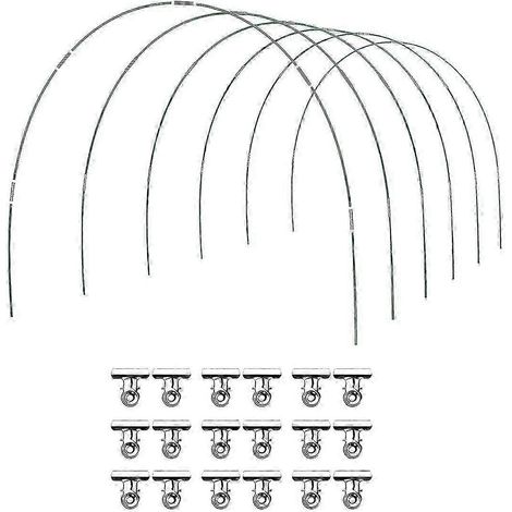 Kit de 36 arceaux de serre pour culture en tunnel, comprenant 6 ensembles d'arceaux de 2,6 m de long, en fibre de verre antirouille pour potager surélevé. (1/5)