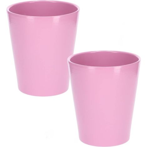 Lot de 2 pots de fleurs en céramique pour orchidées - Hauteur : 150 mm - Diamètre : 120 mm - Violet clair (1/5)