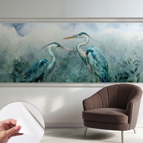 Papier peint adhésif décoratif avec colle pour salon chambre et bureau Installation rapide Oiseaux de la nature 250x104 cm (1/5)