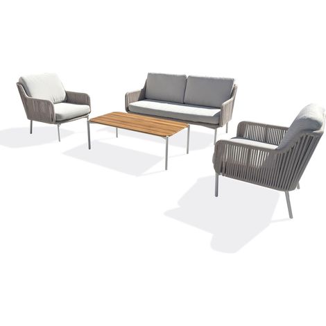 ORELLA - Set di mobili da giardino bassi da 5 posti - Greige - REMARQUABLE