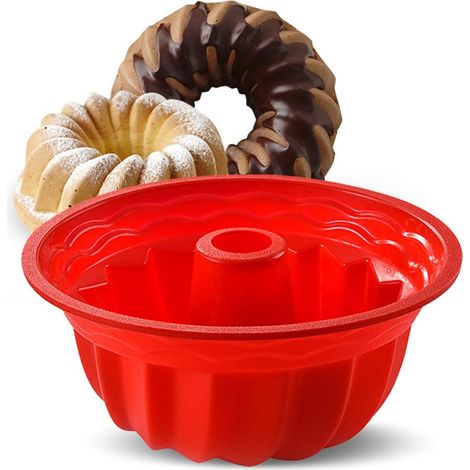 Moule À Gâteau En Silicone - Moule À Tube Ronde Cannelée - Diamètre Intérieur 24 Cm Hauteur 10 Cm - Résistant À La Chaleur Et Au Froid - 1 Pièce (1/5)