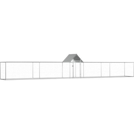 Gallinero 9 x 1 x 1,5 m de acero galvanizado con techo resistente al agua 020001721