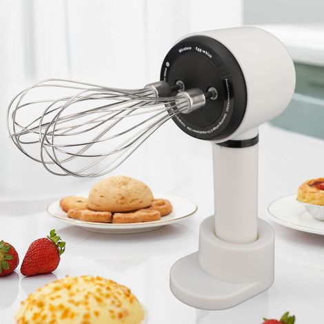 Kabelloser, wiederaufladbarer elektrischer Handmixer mit doppeltem Edelstahlkopf für Küche und Gebäck (1/5)