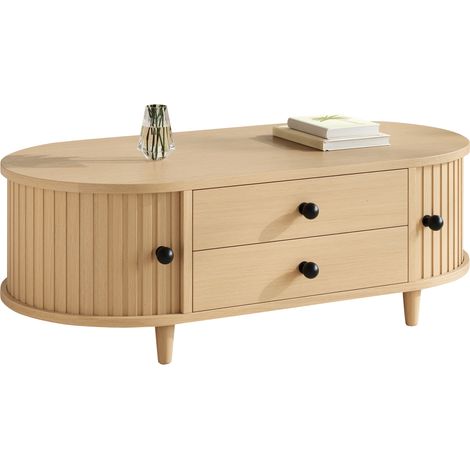 GagaTable basse ronde 100x50x36 cm MDF bois clair (1/5)