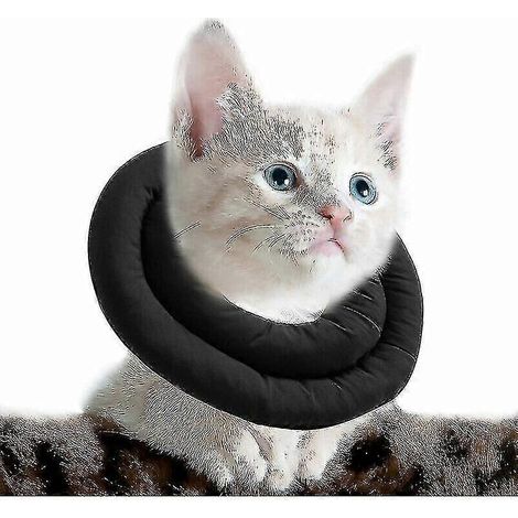 Collier ajustable pour chat 2023, collier de convalescence souple pour chat, collier de protection pour animaux après une intervention chirurgicale (taille S, noir) (1/3)