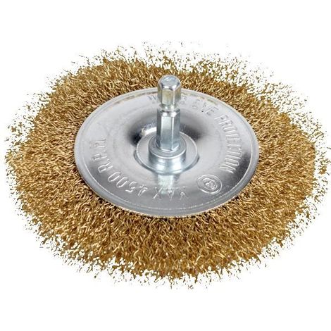 Brosse métallique pour perceuse - Plate - 100mm diamètre - Avec tige hexagonale - NTools