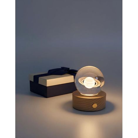 Lampe déco chambre 3D Saturn ACKERMAN – veilleuse LED rechargeable USB – lampe de chevet et salon, cadeau original adulte/enfant/ado, lumière d’ambiance douce (1/5)