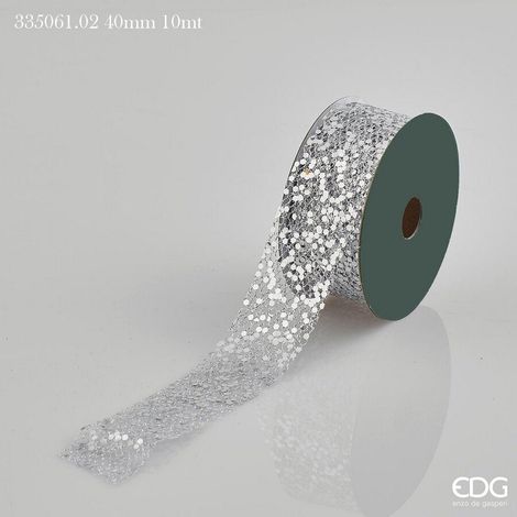 EDG Enzo De Gasperi Nastro Natale Mix Glitter H 40 Mm 10 Mt Silver