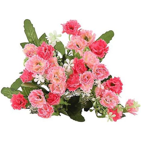 25 œillets artificiels avec feuilles, fausses plantes en soie, fleurs d'œillet pour l'extérieurrose (1/5)