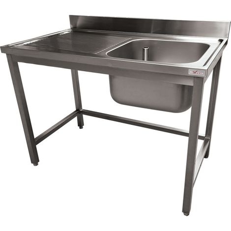Plonge inox ECO 1 cuve égouttoir gauche, sans tablette inférieure - Diverso