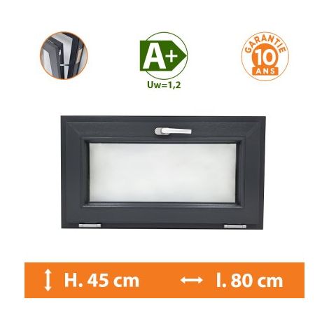 Direct Fenêtres – Châssis abattant gris anthracite 70 mm – Double vitrage 4/16/4 – Isolation thermique A+ – Type d'ouverture abattant – 10 ans de garantie