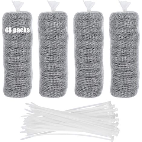 Set mit 48 Edelstahl-Flusenfiltern und Abflusssieben, inklusive 48 Nylon-Kabelbindern (1/5)