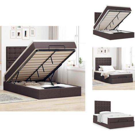 Cadre de lit ottoman avec matelas marron foncé 120x190 cm tissu - Cadre De Lit Ottoman - Cadres De Lit Ottomans - Cadre De Lit - Cadre De Lit Avec Rangement (1/5)