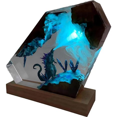 Veilleuse 3D en résine époxy avec base d'éclairage couleur (1/5)
