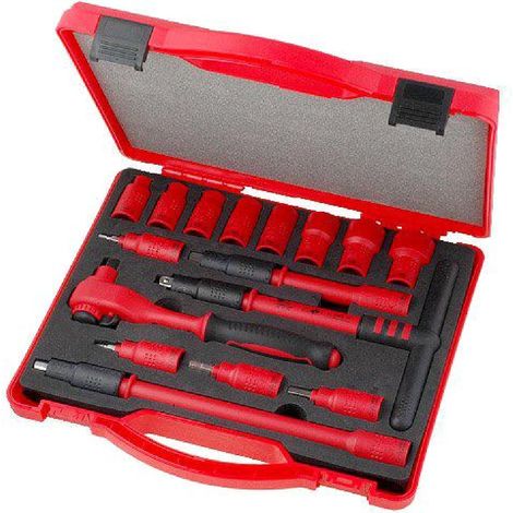 Kit Cle a cliquet avec 12 douilles - isole