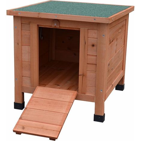 Melko – Maisonnette pour chat en bois 50 x 45 x 43 cm – Résistante aux intempéries – Toit amovible avec ouverture – Rampe d'accès incluse