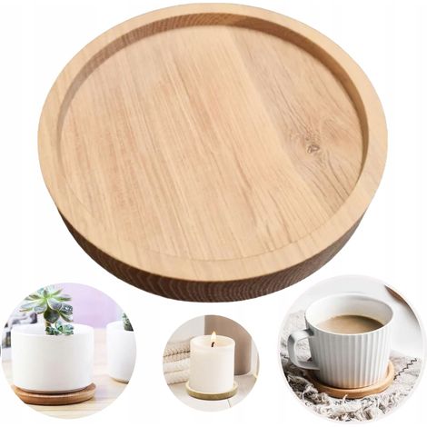 Soporte decorativo de madera para llaves y joyas. Bandeja pequeña de roble de 11 cm. (1/5)