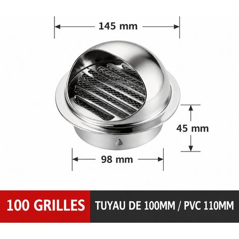 Chapeau de ventilation mural en inox 201 brillant épaissi 100 mm 201 100mm réf 5877 – Livraison gratuite