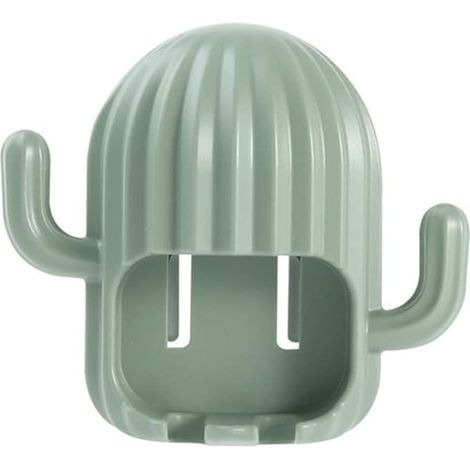 Soporte de pared para cepillos de dientes, diseño de cactus, ABS impermeable, con ganchos y desagüe, para baño. (1/5)