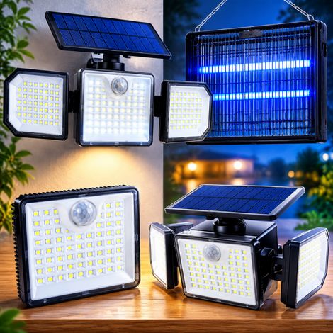 Set per il controllo dei parassiti da esterno e illuminazione solare (2 pezzi) – Insetticida UV da 40 W e lampada con sensore di movimento a 167 LED (1/5)