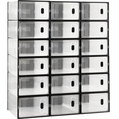 CAIziArmoire empilable, boîte de rangement, porte-chaussures modulaire, boîte de rangement pour chaussures, bibliothèque, organisateur de jouets, meuble de salle de bain (avec 18 boîtes de rangement u