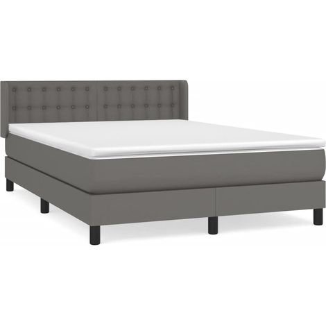Maison Exclusive - Sommier à lattes de lit avec matelas Gris 140x190 cm Similicuir (1/5)